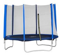 HOMCOM Trampolino, Ø244cm Tappeto Elastico per Giardino con Rete di Sicurezza, Pali Imbottiti e Accessori, Trampolino Elastico per Bambini, Blu e Nero