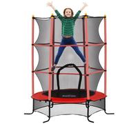 HOMCOM Trampolino Elastico Bambini 3-10 Anni Ø1.6x1.9m e Rete di Sicurezza Rosso