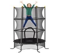 HOMCOM Trampolino Elastico Bambini 3-10 Anni Ø1.6x1.9m e Rete di Sicurezza Rosso