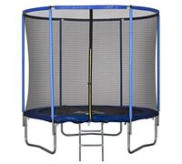 HOMCOM Trampolino Elastico da Esterno, Tappeto Elastico per Adulti da Giardino con Rete di Sicurezza e Bordo Imbottito, Giochi da Giardino e Casa, Ø244x240cm, Blu e Nero