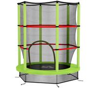 HOMCOM Tappeto Elastico per Bambini 3-6 Anni con Rete di Protezione, 6 Colonne e Ingressi, Trampolino Elastico in PE, Plastica e Metallo, Ø140x190 cm, Verde e Nero