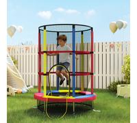 HOMCOM Trampolino per Bambini 3-6 Anni con Rete, Tappeto Elastico Senza Molle con Gambe a L, per Interno ed Esterno, Ø160x190 cm, Multicolore Il trampolino per bambini HOMCOM offre ai più piccoli un g