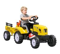 HOMCOM Trattore a Pedali per Bambini 3+ Anni con Rimorchio Clacson Giallo