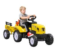HOMCOM Trattore per Bambini 3+ Anni a Pedali con Rimorchio, Rastrello e Pala