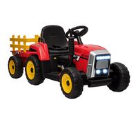 HOMCOM Trattore Elettrico Bambini 3-6 Anni con Rimorchio 12V e Telecomando Rosso