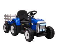 Homcom Trattore Elettrico con Rimorchio per Bambini 3-6 Anni 136,5X50X52,5 cm Blu Blu