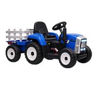 HOMCOM Trattore per Bambini Elettrico 12V con Rimorchio e Telecomando, Blu