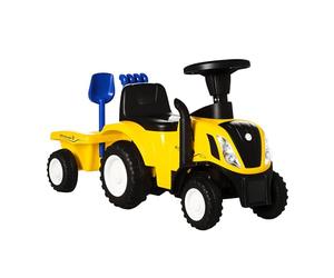 HOMCOM Trattore Giocattolo per Bambini Cavalcabile 91x29x44cm Giallo