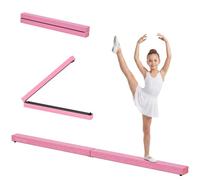 HOMCOM Trave da Ginnastica Equilibrio Allenamento Pieghevole Casa Legno 210 × 10 × 6.5cm Rosa