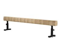 HOMCOM Trave Ginnastica Artistica da Casa con Altezza Regolabile, Ruote e Piedini Antiscivolo, per Bambini da 3-12 Anni, 226x31x59cm, Marrone