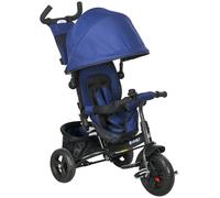 HOMCOM Triciclo 6 in 1 con asta di spinta, triciclo per bambini con tettuccio parasole rimovibile, cuscino, ruota con cintura di sicurezza a 5 punti, cestino, portabicchieri, per bambini da 1 a 5 anni