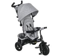 HOMCOM Triciclo 6 in 1 con asta di spinta, triciclo per bambini con tettuccio parasole rimovibile, cuscino, ruota con cintura di sicurezza a 5 punti, cestino, portabicchieri, per bambini da 1 a 5 anni