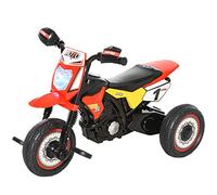 HOMCOM Triciclo Bambini Moto Cross Effetti musicali e luminosi Cassapanca Rosso
