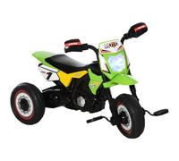 HOMCOM Triciclo per Bambini con Luci e Suoni 18-36 Mesi 71x40x51cm Verde | Triciclo Bambini 2 Anni, Stile Moto a Pedali, 3 Ruote Larghe