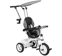 HOMCOM Triciclo per Bambini con Maniglione di Spinta, Tettuccio, Barra di Sicurezza e Box, 105x47x89 cm, Bianco e Nero Aosom Italy