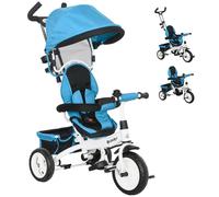 HOMCOM Triciclo per Bambini con Maniglione e Cintura di Sicurezza 1-5 Anni Blu
