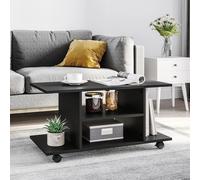 HOMCOM TV table con ripiani e ruote superficie melaminica 80x40x40 cm nero