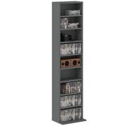 HOMCOM Unità porta CD 260/DVD 120, 9 scomparti, Grigio | Scaffale per media Blu-ray, 6 ripiani regolabili, torre CD, per soggiorno, camera da letto, ufficio