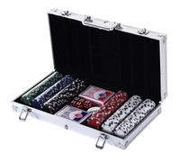 HOMCOM Valigetta Poker Professionale in Alluminio Set Poker 300 Fiches e 2 Mazzi