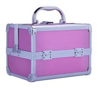 HOMCOM Valigetta trucco professionale astuccio cosmetico portatile con vassoi a 3 livelli e specchio 2 chiavi per gioielli manicure viaggio 15 x 15 x 20 cm rosa