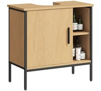 Homcom Vanity Unit con anta e ripiano regolabile per lavabo su piedistallo 60X30X59,5 cm Rovere