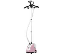 HOMCOM Vapore verticale stiratrice per indumenti 1,4 L 1950 W flusso vapore 32 g/min asta telescopico rosa nero