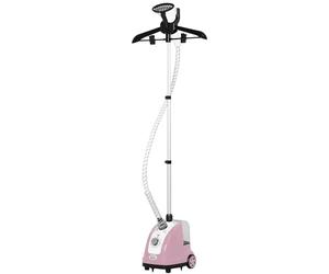 HOMCOM Vapore verticale stiratrice per indumenti 1,4 L 1950 W flusso vapore 32 g/min asta telescopico rosa nero
