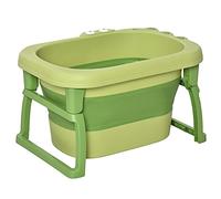 HOMCOM Vaschetta Bagnetto Pieghevole per Neonati e Bambini di 0-6 Anni, in Plastica Antiscivolo, Verde, 75.3x55.4x43cm
