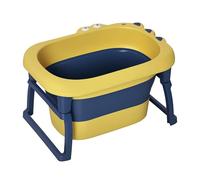 HOMCOM Vaschetta Bagnetto Pieghevole per Neonati e Bambini di 0-6 Anni, in Plastica Antiscivolo, Blu e Giallo, 75.3x55.4x43cm