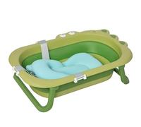 HOMCOM Vaschetta Bagnetto Pieghevole per Bambini 0-3 Anni con Cuscino Regolabile Azzurro e Piedini Antiscivolo, 80x53.9x20.8cm Verde