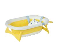 HOMCOM Vaschetta Bagnetto Pieghevole per Bambini 0-3 Anni con Indicatore di Temperatura e Cuscino, 81.5x50.5x23.5 cm, Bianco Aosom