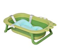 HOMCOM Vaschetta Bagnetto Pieghevole per Bambini 0-3 Anni con Cuscino Regolabile Azzurro e Piedini Antiscivolo, 80x53.9x20.8cm Verde