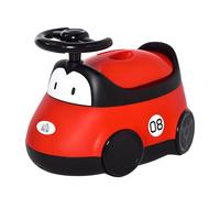 HOMCOM Vasino per Bambini da 6 Mesi a 3 Anni, WC per Bambini a Forma di Macchina con Volante e Vaschetta Rimovibile, Rosso