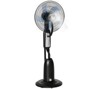 HOMCOM Ventilatore a 4 Ruote con Serbatoio 2.8L e 4 Velocità, Nebulizzatore 90W in Metallo, PE e ABS, 44.5x38.5x120 cm, Nero e Argento Aosom Italy