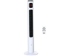 HOMCOM Ventilatore a colonna silenzioso da 45 W, ventola torre per camera da letto con 3 modalità 3 velocità, telecomando, oscillante 70°, timer 12H e display LED, 117H cm bianco
