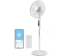 HOMCOM Ventilatore a Piantana 45 cm con Telecomando, Altezza Regolabile, Timer 15h, Oscillante, Ventilatore da Terra per Camera, Bianco