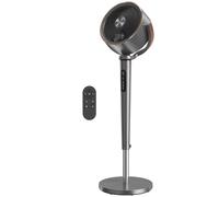 HOMCOM Ventilatore a Piantana Silenzioso 20dB, Ventilatore Camera da Letto, Oscillazione 70°+90°, Funzione Aromaterapia, Ionizzatrice, Motore DC, Telecomando, 12 Velocità, Timer12H, Altezza Regolabile