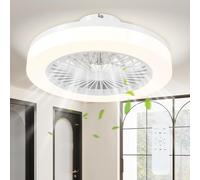 HOMCOM Ventilatore a Soffitto con Luce LED Regolabile, Telecomando, Timer, 6 Velocità e Flusso Reversibile, Ventilatore da Soffitto in Plastica e Acrilico, Ø46x16 cm, Bianco