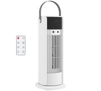 HOMCOM Ventilatore a Tavolo con Telecomando e Maniglia, Ventilatore Scrivania Motore DC, Nebulizzazione, Luci LED, 3 Velocità, Oscillazione a 90°, Timer 10H, Filtro Rimovibile, Casa, Ufficio, Bianco