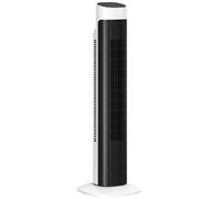 HOMCOM Ventilatore a Torre 80 cm per Camera da Letto, Ventilatore da Pavimento con Telecomando, Oscillazione 70°, Timer 7,5 Ore, 3 Velocità, Display LED, Bianco e Nero