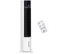 HOMCOM Ventilatore a Torre Raffrescatore Evaporativo 3 Modalità e 3 Velocità, Raffreddatore d'Aria Portatile con Timer e Telecomando, 60W, Bianco