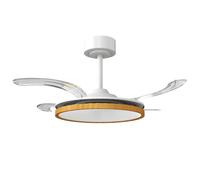 HOMCOM Ventilatore da soffitto con luce e telecomando, 95 cm ventilatore LED moderno con pale retraibili, naturale Aosom Italy