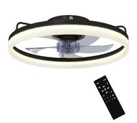 HOMCOM Ventilatore a Soffitto con Luce LED Regolabile, Telecomando, Timer, 6 Velocità, Flusso Reversibile e Motore Silenzioso DC, Ventilatore da Soffitto in Acciaio e Plastica, Ø50x12.5A cm, Nero