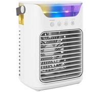 HOMCOM Ventilatore da Tavolo 21cm con Testa Regolabile, 3 Velocità, Ventilatore Piccolo da Scrivania con Serbatoio Acqua 700 ml, Luce RGB, Timer 6H, per Camera da Letto, Casa e Ufficio