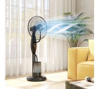 HOMCOM Ventilatore Nebulizzatore con Serbatoio 3.2L, 3 Modalità e 3 Velocità, Ventilatore a Piantana con Oscillazione 70°, Inclinazione 10°, Timer 7.5h, Telecomando, 75W, 120cm