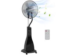 HOMCOM Ventilatore Nebulizzatore con Serbatoio 3L, Timer, 3 Modalità e 3 Velocità, Ventilatore a Piantana con Telecomando in Metallo e ABS, 44.5x38.5x120 cm, Nero