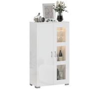 HOMCOM Vetrina bianca con LED 16 colori e telecomando, alta lucentezza, mobile salotto moderno, credenza per cucina 71 x 35 x 126 cm