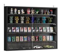 HOMCOM Vetrina Espositiva da Parete a 4 Ripiani Regolabili, Vetrinetta per Collezionismo, Bacheca Espositore a Muro per Oggetti da Collezione, in Vetro e Truciolato, 80x9.5x60 cm, Nero