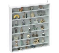 HOMCOM Vetrina espositiva per collezioni a 7 livelli, vetrina da parete, con ripiani regolabili e 2 ante scorrevoli in vetro, per profumi, statuine decorative, 80x9,5x83 cm, bianco
