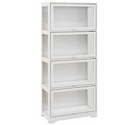 HOMCOM Vetrina per Collezione a 4 Ripiani in MDF e Acrilico Bianco